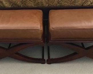 2 Sam Moore tan leather footstools