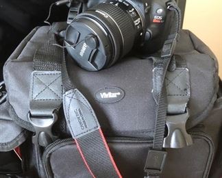 Canon Rebel II camera with case and accessories.  