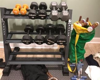 Dumbbell, Dumbbell stand, Crowuet Set, Horseshoes, Push-up Rails. 
