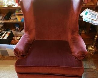 Purple wing back chair