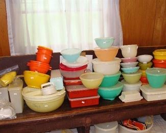 Large selection of Tupperware.                                                 The bench is not for sale.