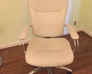 Ivory leather desk chair