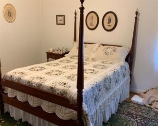 #4 full 4 post bed frame cherry $175.00