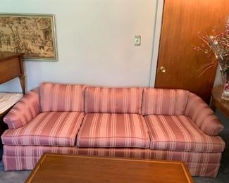 #34	Mauve/Rose Stripe Sofa Loose Back Cushion Sofa - 89" Long	 $75.00 	