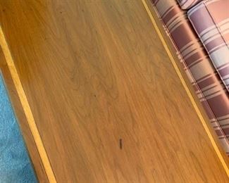 #33 Chapel Wood Cherry Coffee Table w/inlay 46x22x15 - as is $25.00