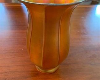 #36	Steuben Art Glass signed  - Gold Aurene Ribbed Lamp Shade	 $200.00 	