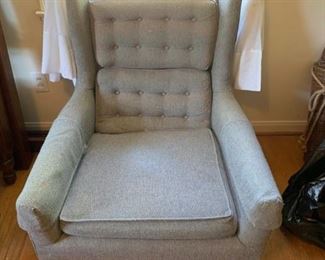 #51 Mid-Century Dusty Blue Button Back Chair $75.00