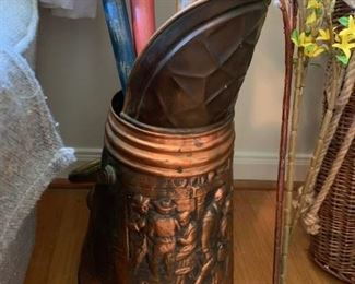 #57 Brass/Copper Pitcher w/people Design on Front $30.00