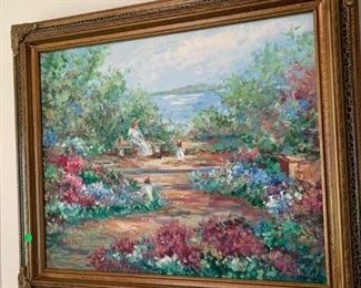 #67	Original Oil Painting - Impressionist - Mom w/2 little girls	 $150.00 	