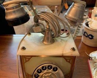 #76	Vintage Marble Rotary Phone  - as is Back	 $50.00 	