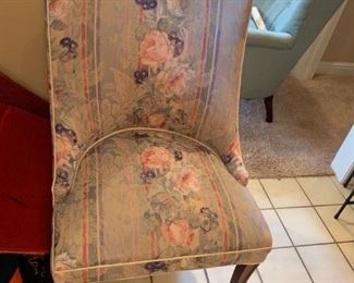 #38	flowered strip end chair 	 $65.00 
