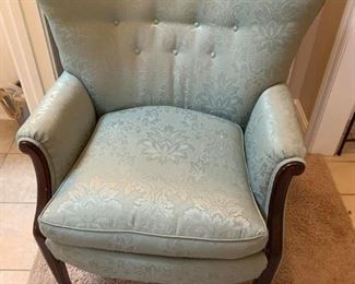 #39	blue/green wing back button back chair 	 $120.00 

