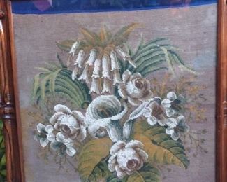 Beaded fireplace face screen.