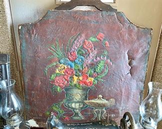 Super neat, Vintage hand-painted fireplace screen