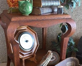 Vintage side table, vintage Bibles