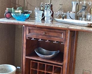 Portable bar/server w/cultured marble top -