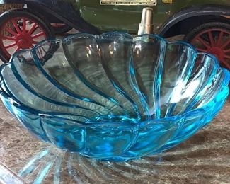 Blue glass bowl
