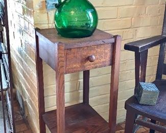Tall skinny side table, Tall Green Glass Jug