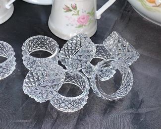 Set of eight glass napkin rings