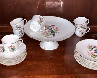 Bareuther Waldsassen Bavaria Germany Eastern Bluebird dishes w/cake plate