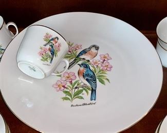 Bareuther Waldsassen Bavaria Germany Eastern Bluebird dishes w/cake plate