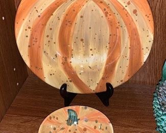 Set of four vegetable plates with matching bowl