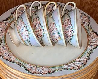 Royal Adams Ivory Titian ware hand-painted plates