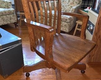 Oak Office chair on wheels