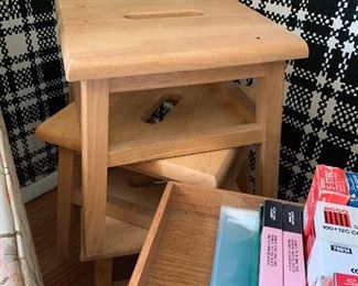 3 wooden step stools