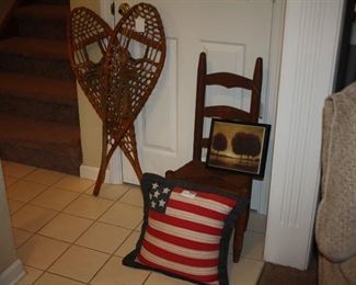 Antique Snowshoes and Childs Chair
