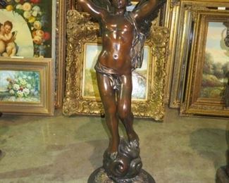 BRONZE ANGEL SCULPTURE 53 INCHES TALL