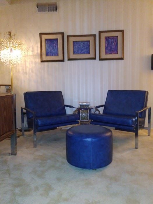 Vintage Mid Century Milo Baumann. Vinyl Accent Chairs 