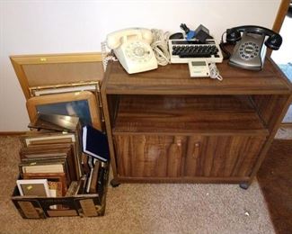 Office Room Right: Pic Frames, Stand, 2 Phones, Machine Hard of Hearing Phone Cradle w/Screen