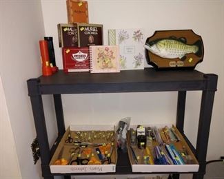 Office Room Right: Flashlights, Cigar Boxes, Billy Bass, Office Stuff