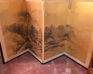 Japanese hand painted screen (with small hole bottom right)