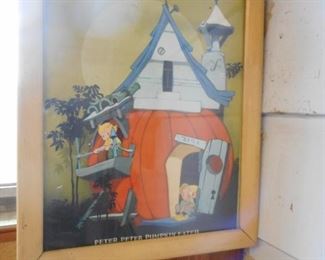Vintage Framed Prints.. PETER PETER PUMPKIN EATER..had a wife..couldn't keep her..You know the rest of it? lol