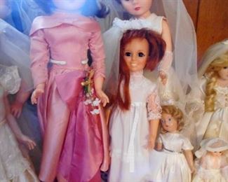 Ideal Crissy Growing Hair Doll White Dress, Pepper in Bridal Dress, Tammy in Bridal Dress