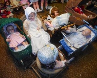 Vintage Doll Prams, Buggies, Vintage Dolls