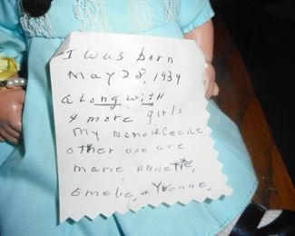 The Woman that owned ALL the Dolls..had notes on them..so we left them.