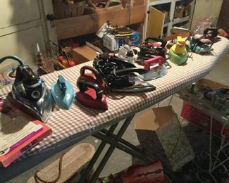 Vintage Ironing Board, With Vintage Toy Irons 