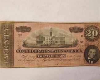 Confederate States of America - $20 Dollar Bill. Richmond 1964.