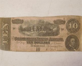 Confederate States of America Ten Dollars. Richmond 1864.