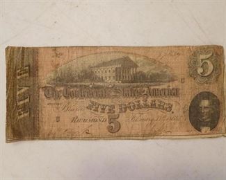 The Confederate States of America Five Dollars. Richmond 1864.