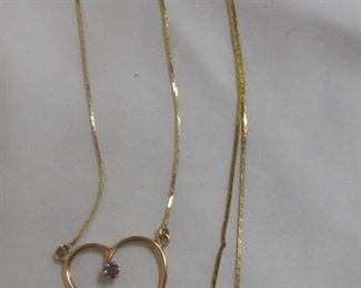 14 k Ruby Heart Necklace