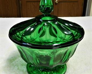 Forest Green Covered Candy Dish
