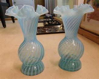 Fenton Opalescent Swirl Vases