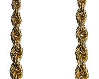 14k Gold Graduated Twisted Rope Necklace