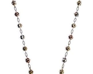 14k Tri Color Gold Bead Necklace