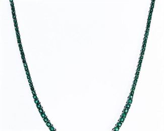 14k White Gold and Emerald Necklace