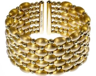 18k Gold Bead Bangle Bracelet